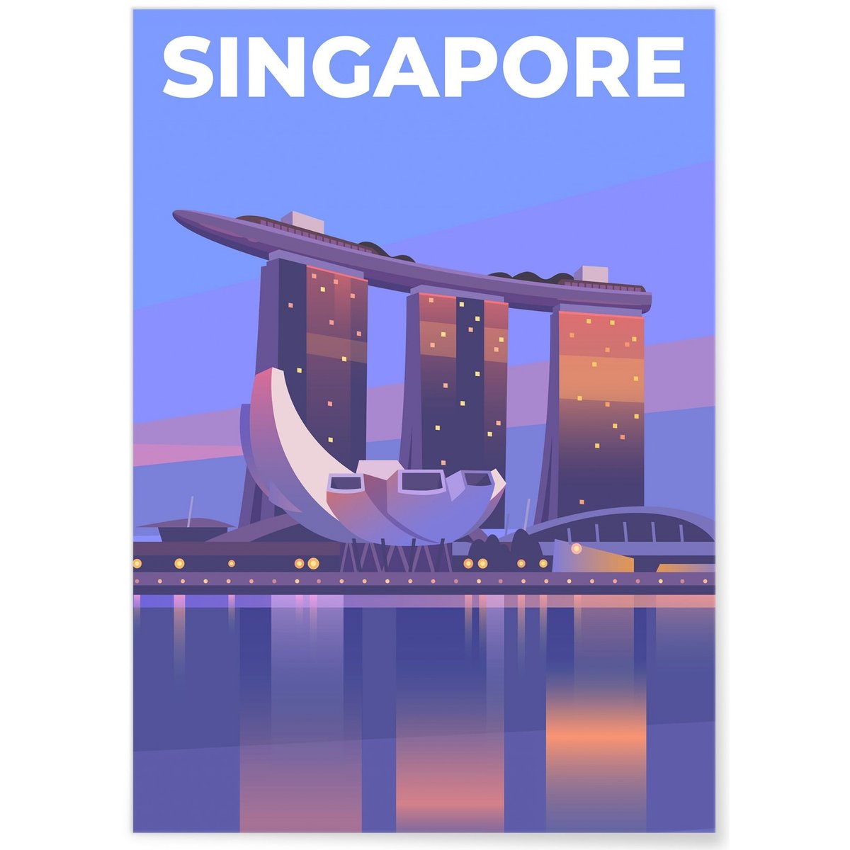 Affiche Singapour blanc, L'AFFICHERIE