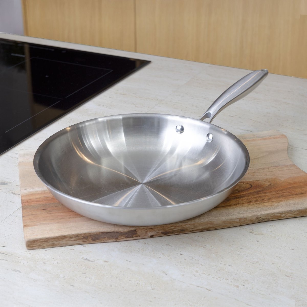 Poêle 28cm en acier inoxydable, TRINOX inox, MENASTYL