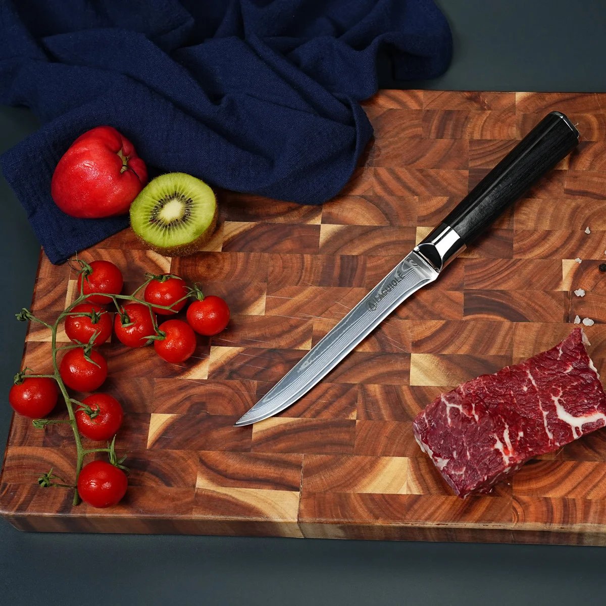 Couteau à désosser Damas 29 cm avec étui - Core noir, LAGUIOLE CUISSON