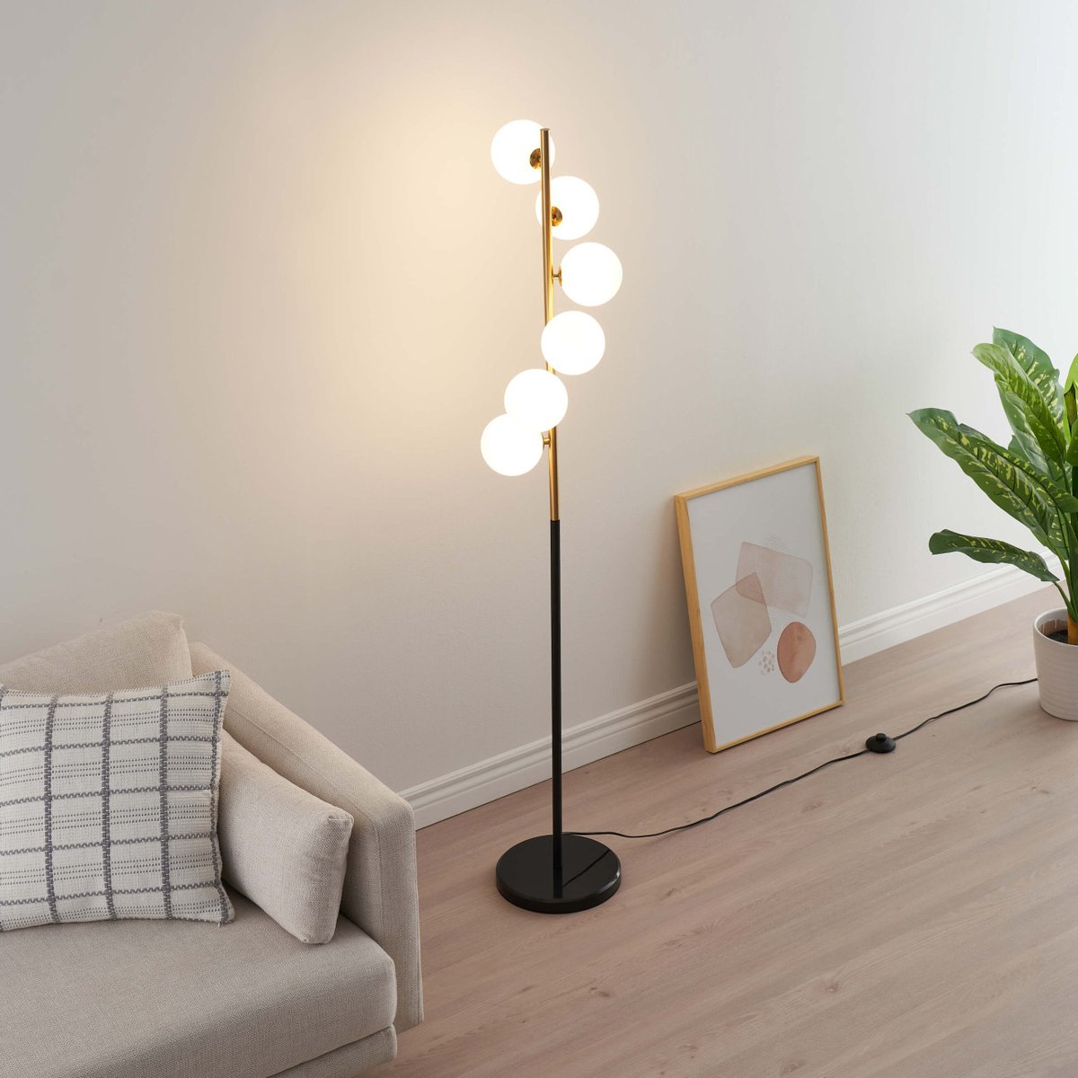 Grand Lampadaire Élégant et Lumineux – SIERRA noir et doré, KOSILUM