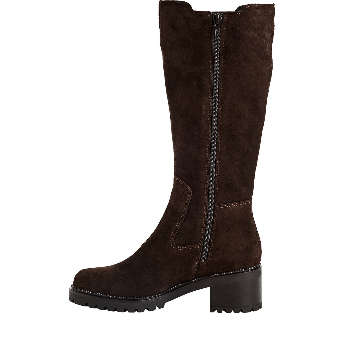 Stivali piatti in pelle scamosciata marrone scuro, TAMARIS