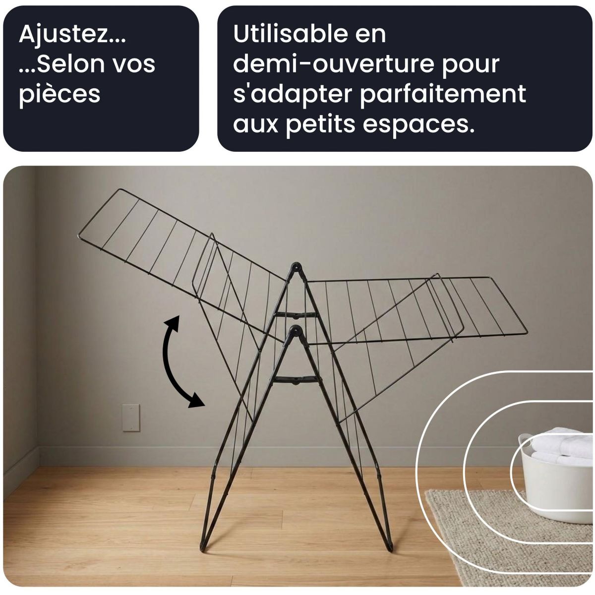 Etendoir à linge Ultra compact 20m - Séchoir EBDR220 couleur unique, ESSENTIEL B