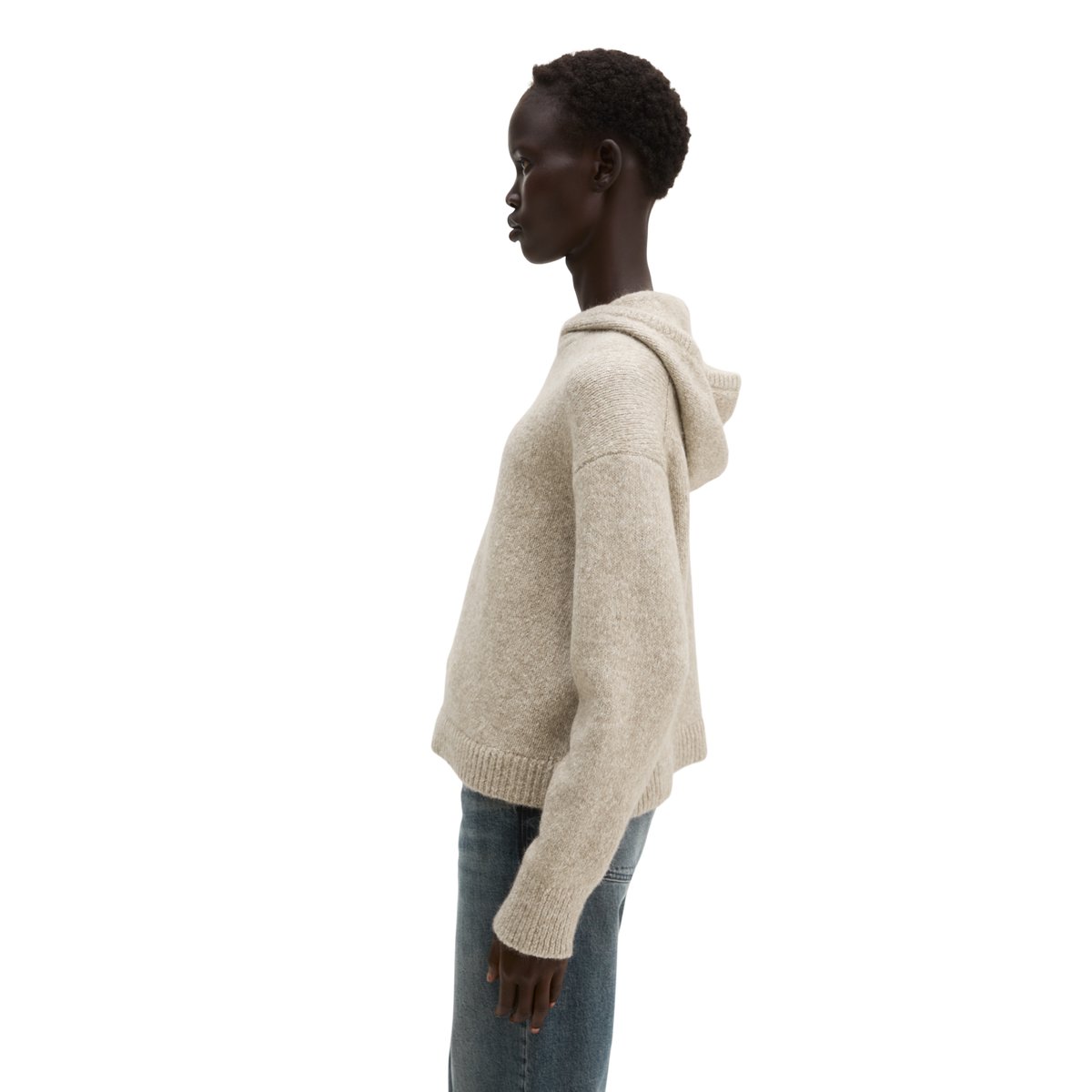 Pull à capuche ample en un mélange douillet de coton bio et de laine d'alpaga marron, MARC O'POLO