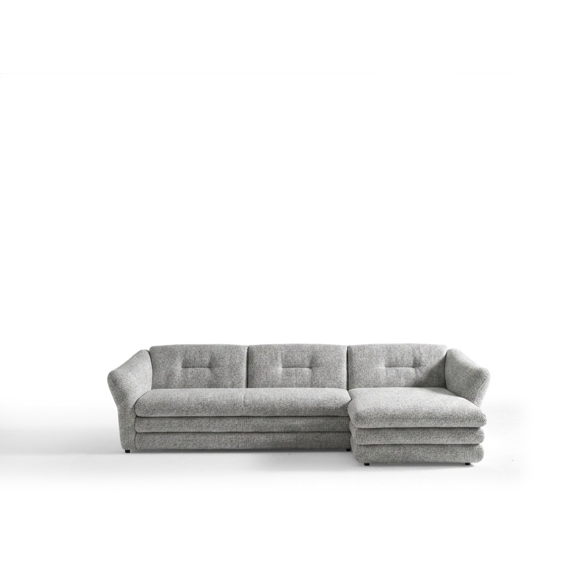 Canapé d'angle fixe 4 places en tissu chiné, MARBLE gris, BOBOCHIC