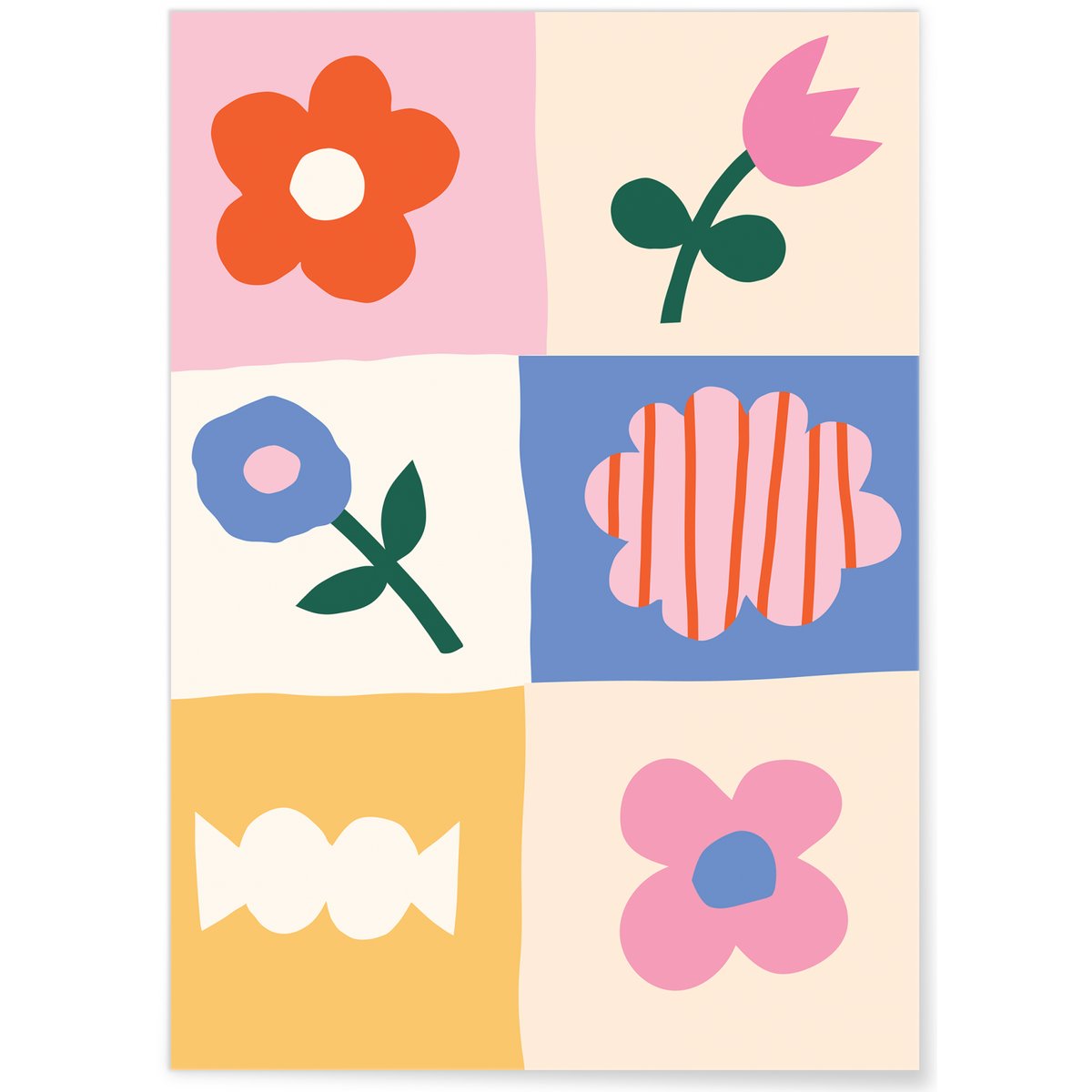 Affiche Abstract flowers blanc, L'AFFICHERIE