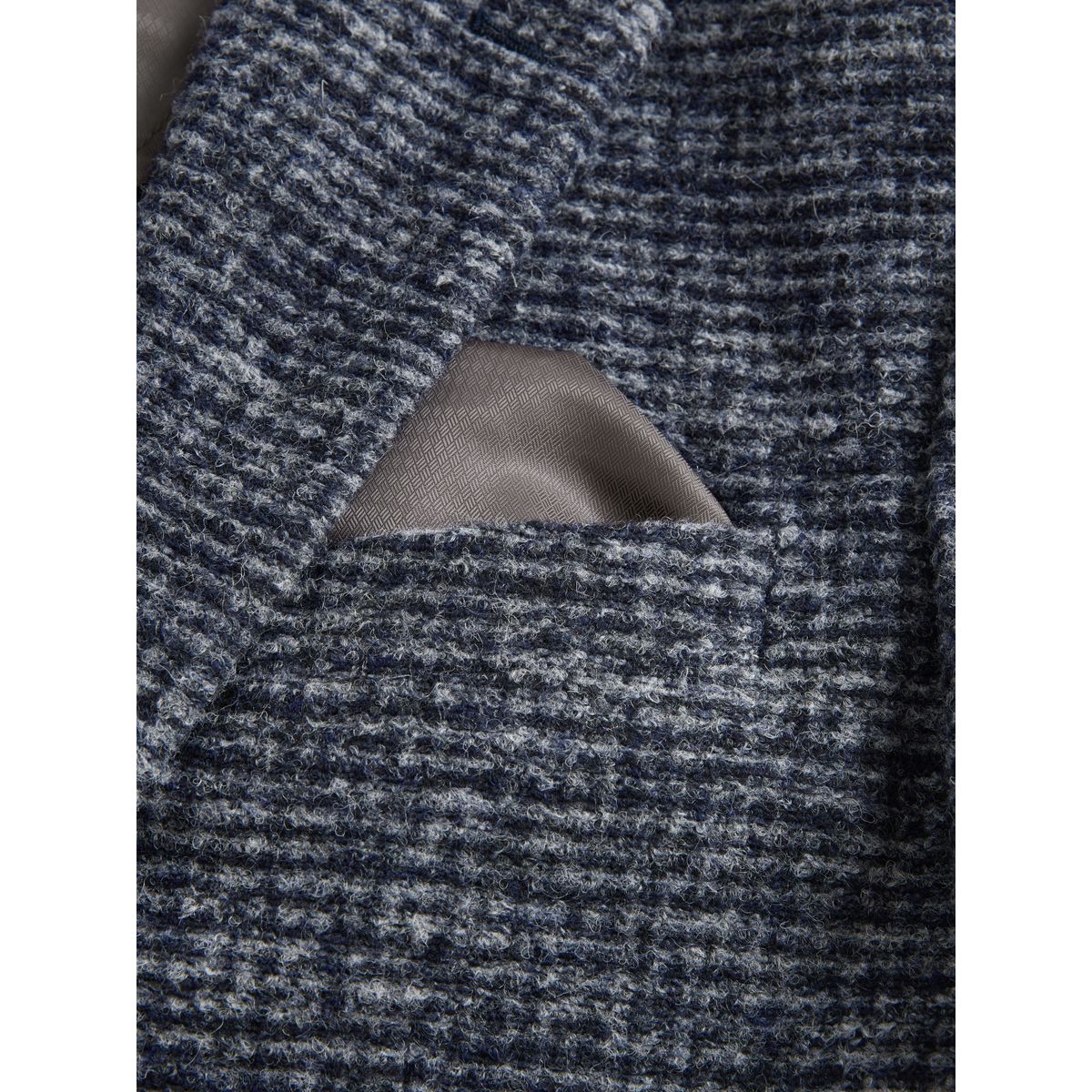 Blazer slim à carreaux texturés avec laine bleu marine, NEXT