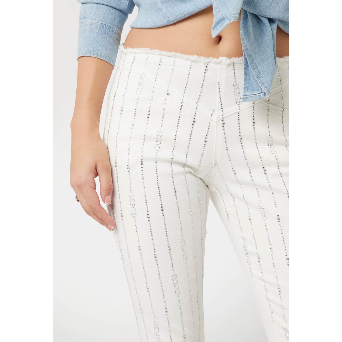 Jean Évasé Taille Basse blanc, GUESS