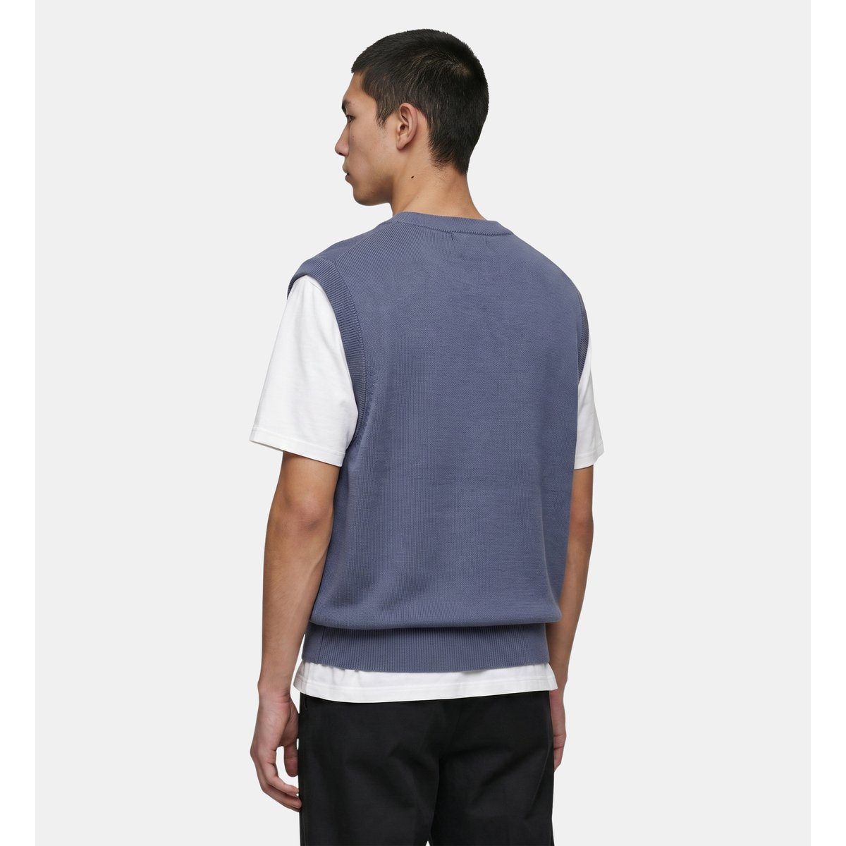 Pull rebard sans manches en laine bleu nuit, GALERIES LAFAYETTE