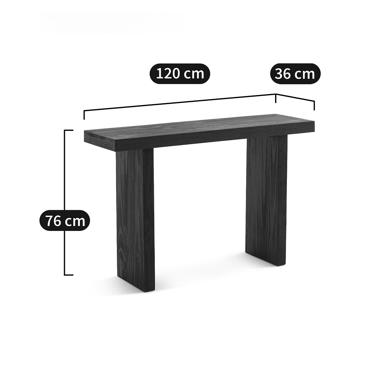 Console en pin massif, longueur 120 cm, MALIO noir, LA REDOUTE INTERIEURS