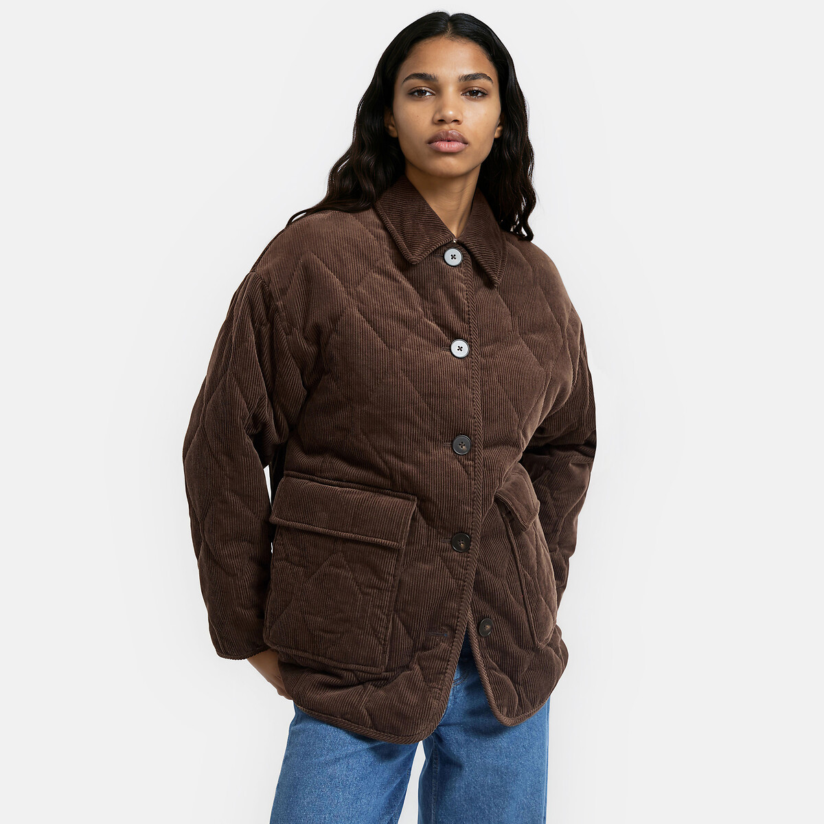 Quilted corduroy jacket brown, LA REDOUTE COLLECTIONS