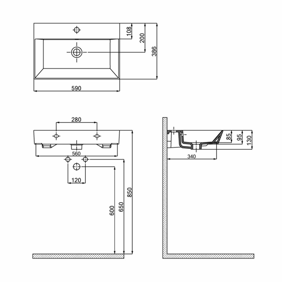 Meuble vasque suspendu 82 cm, 1 porte 2 niches NORIA blanc, PIER IMPORT