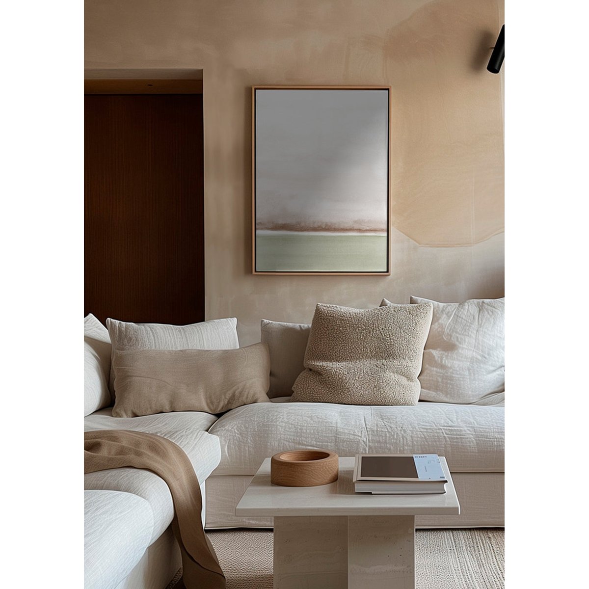 Toile avec cadre en bois, 50 x 70 cm bleu, HANNUN