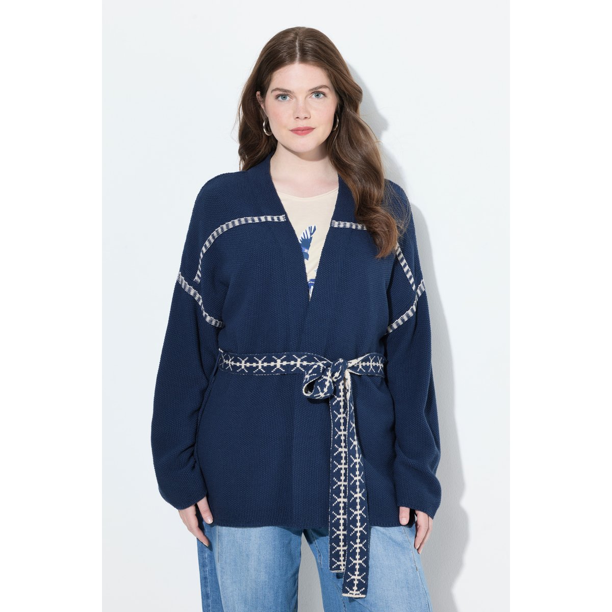 Cardigan oversize à manches longues bleu encre, ULLA POPKEN