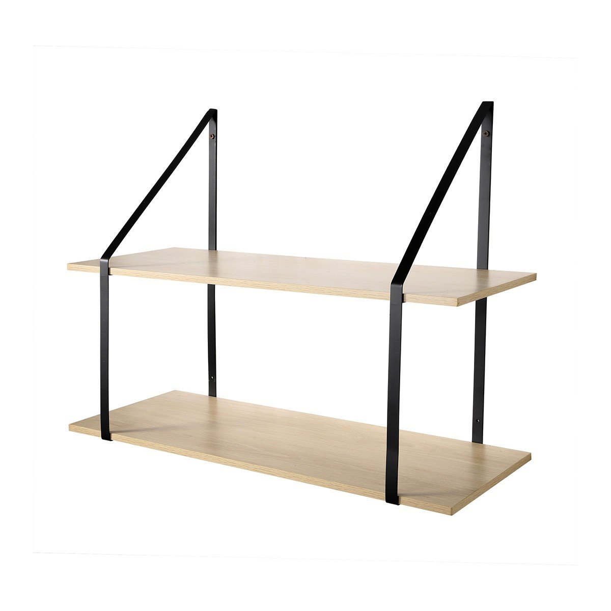 Etagère murale grande profondeur à 2 niveaux - L80 x P30cm bois clair, CALICOSY