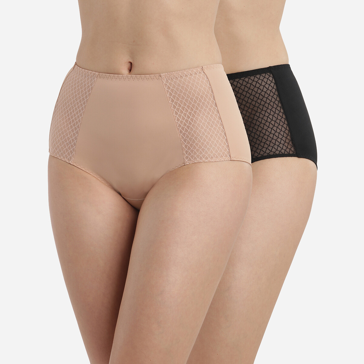 Lot de 2 culottes Ecodim ventre plat noir/peau, DIM