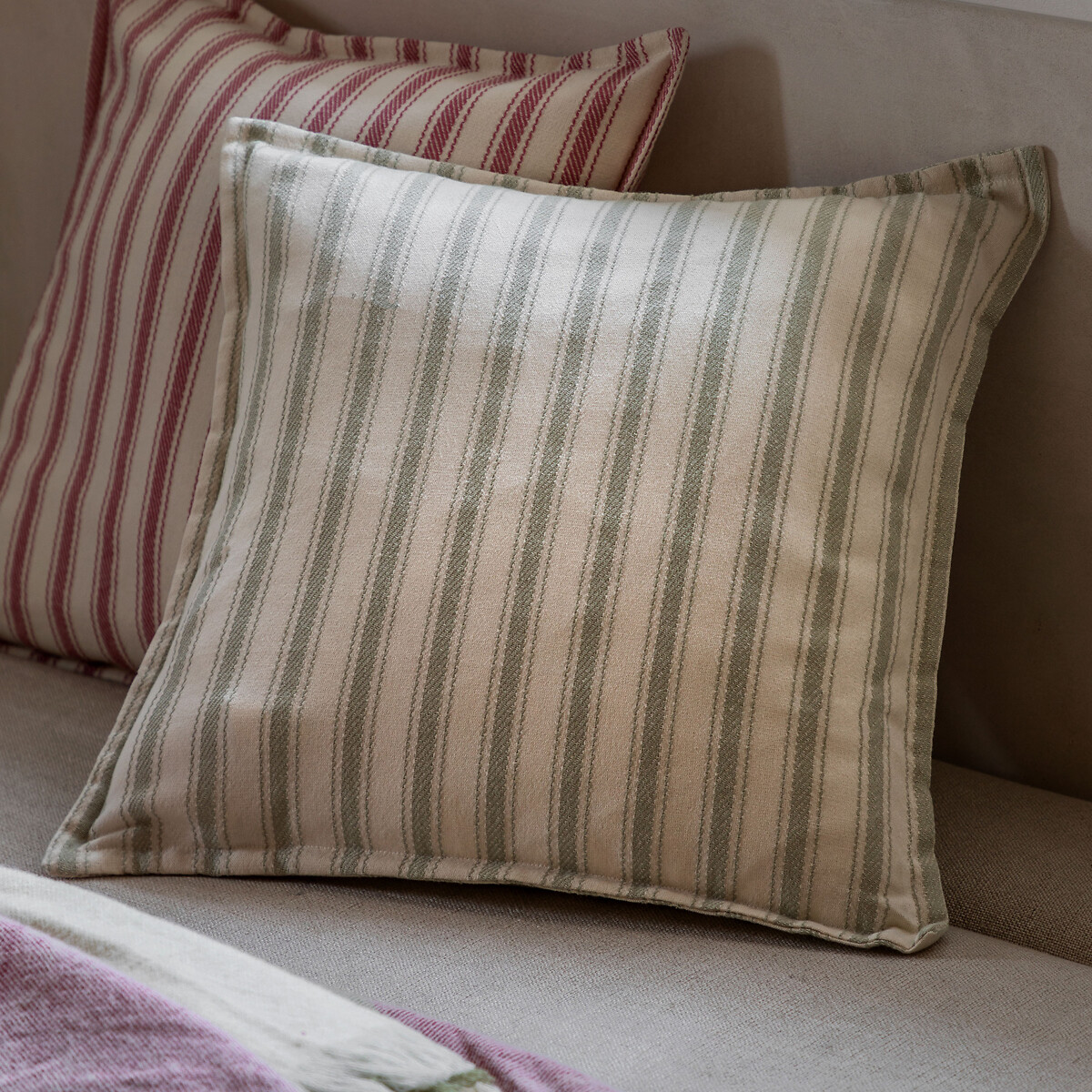Alden Woven Stripe Filled Cushion sage, SO'HOME