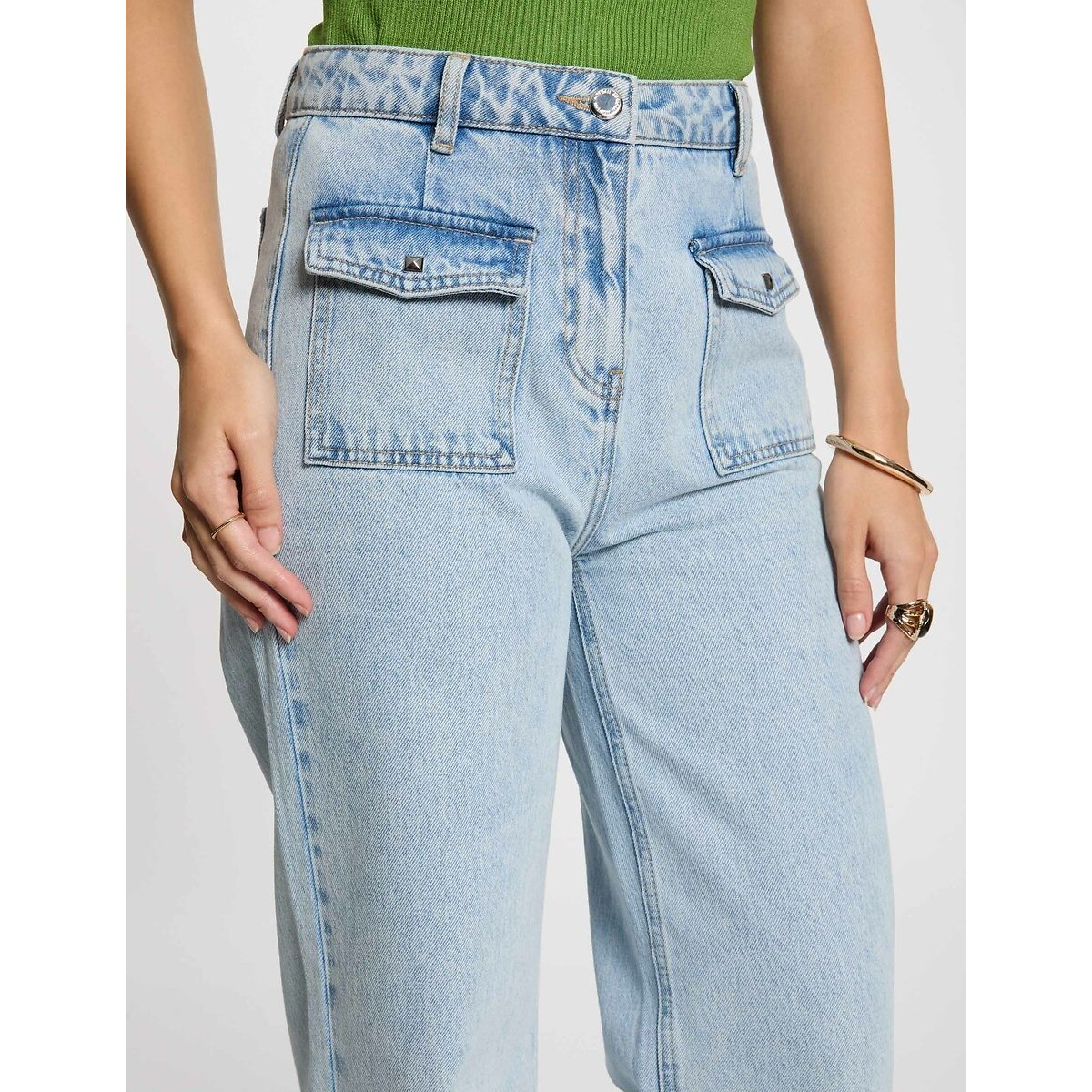 Wide Leg Jeans with High Waist double stonewashed, MORGAN