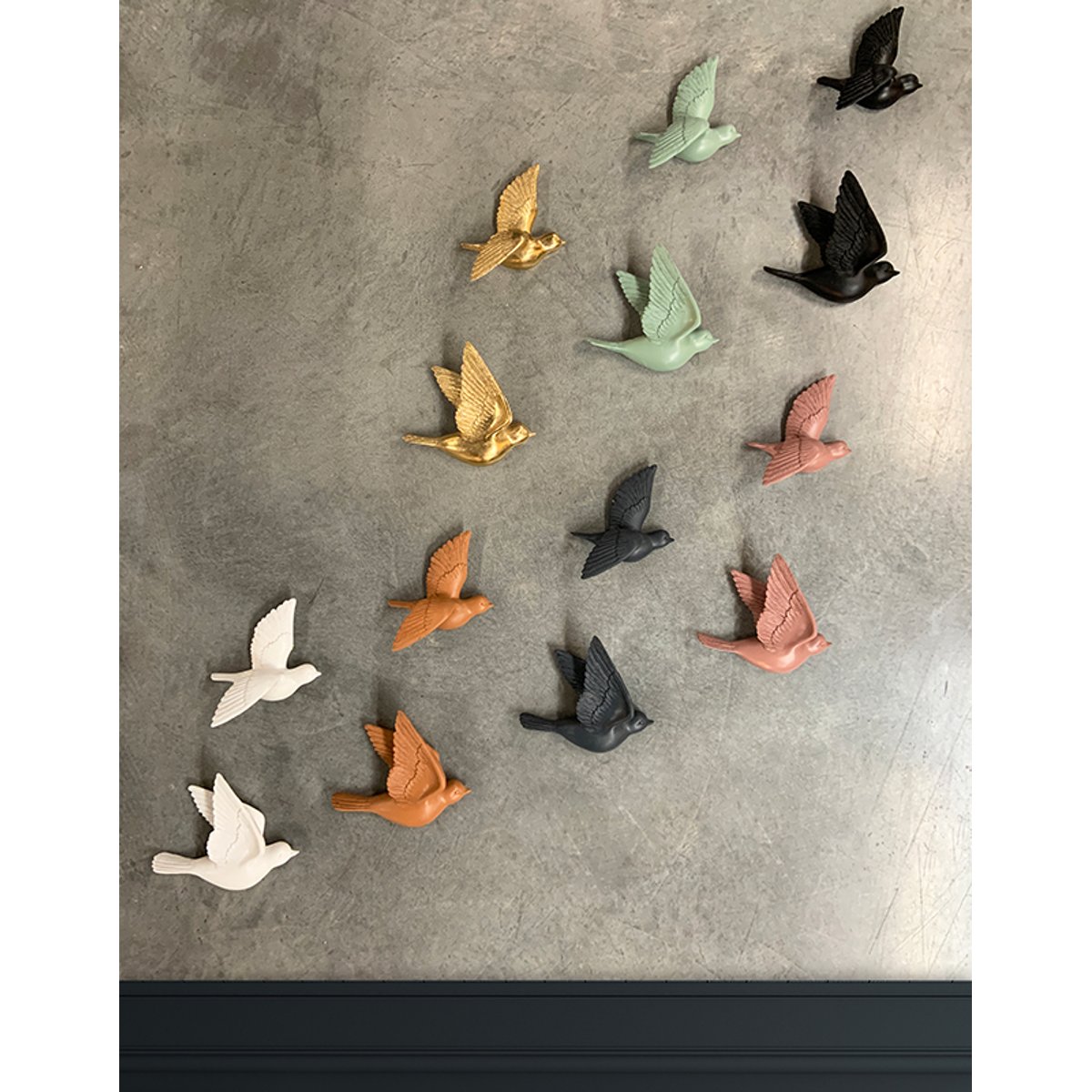 Lot de 2 déco murales oiseaux 12,5x15cm orange, EMDE