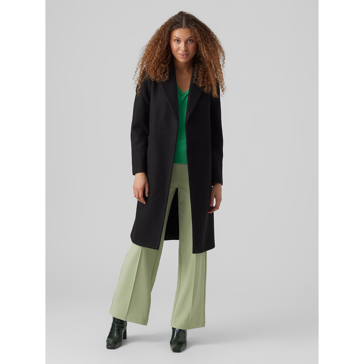 Manteau long à nouer noir, VERO MODA