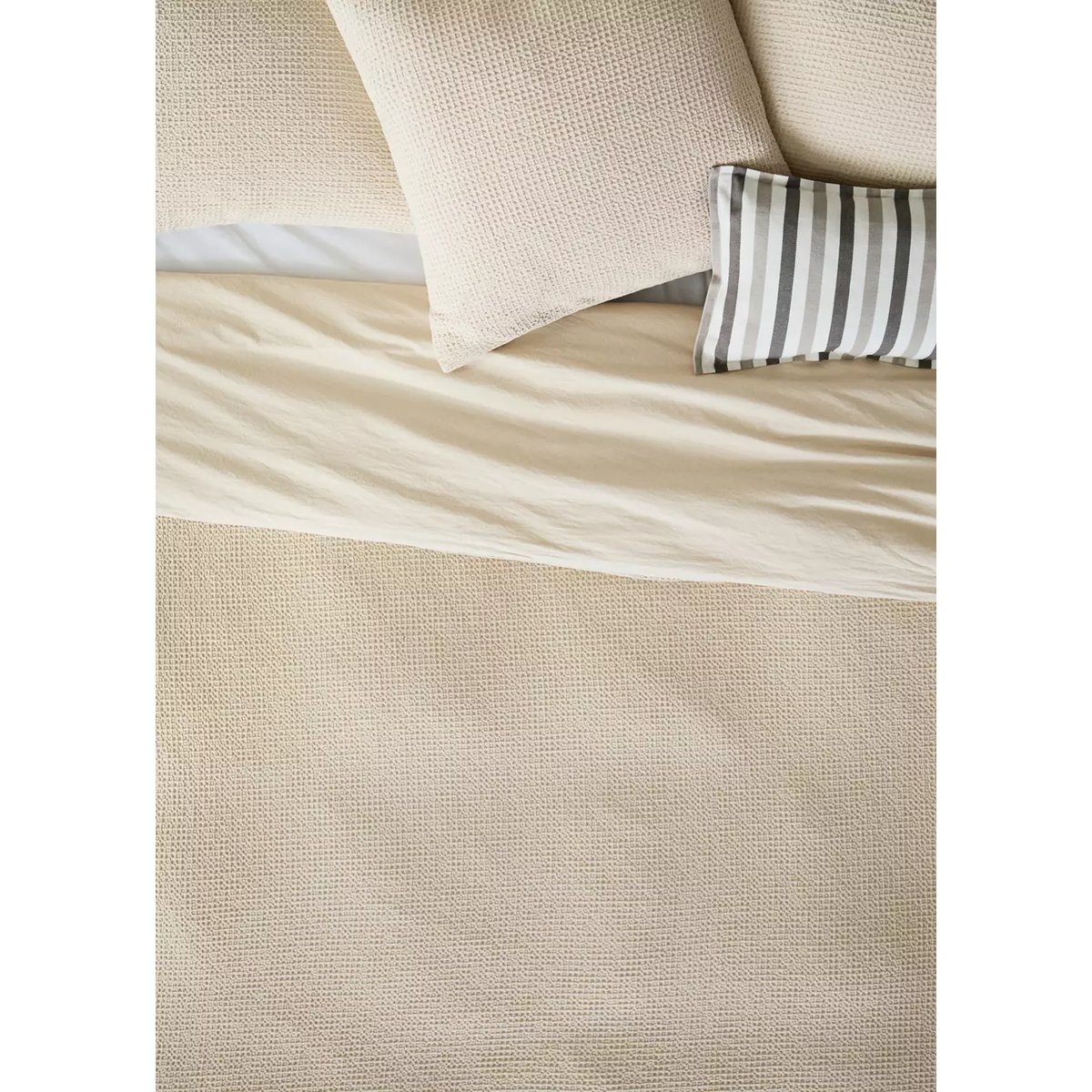 Housse de couette coton gaufré garment-dyed lit 180/200 cm beige, MANGO HOME