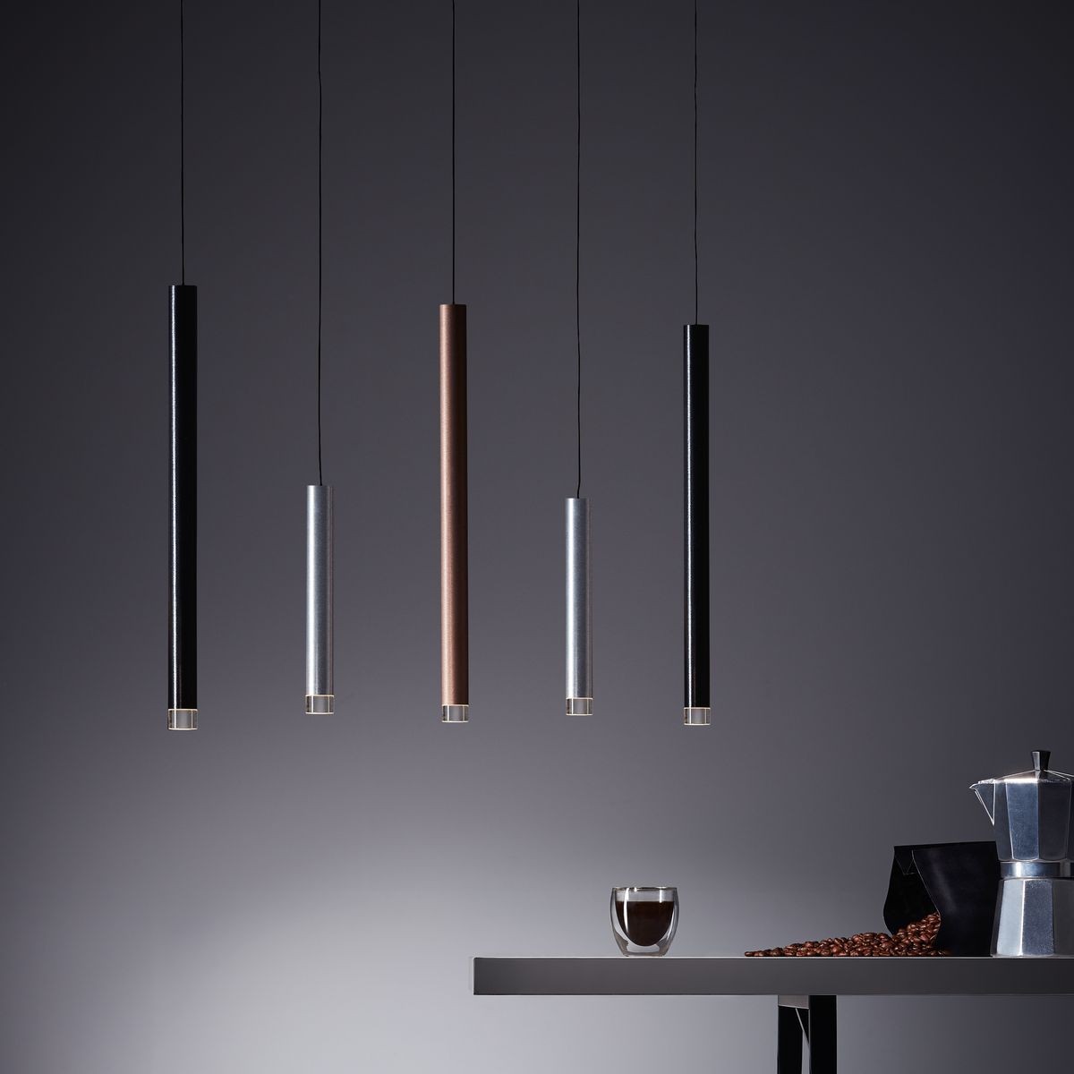 Suspension    lumière chaude  CEMBALO argenté, BRILLIANT