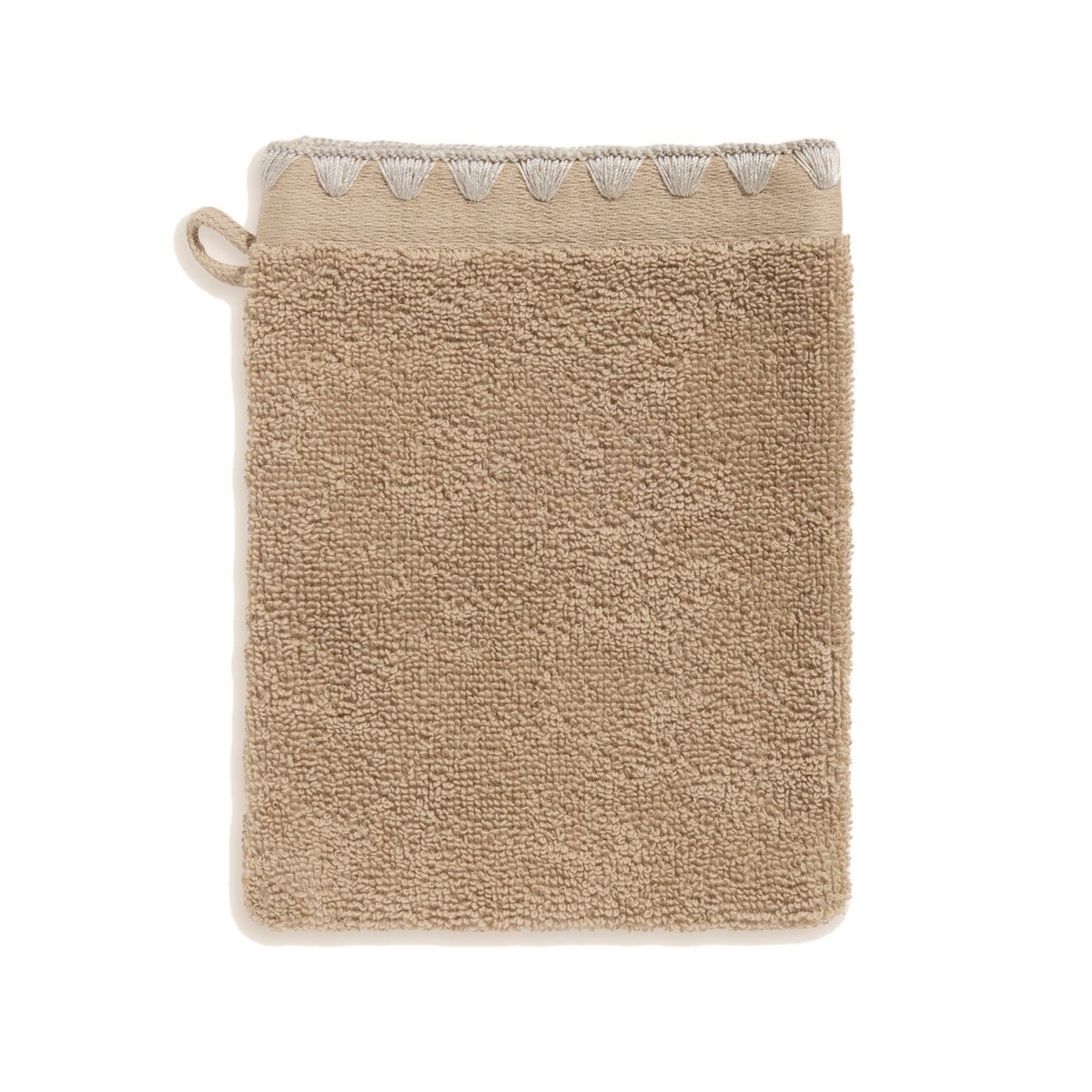 Gant De Toilette en Éponge unie et point feston triangulaire NERYDA beige lin, MADURA