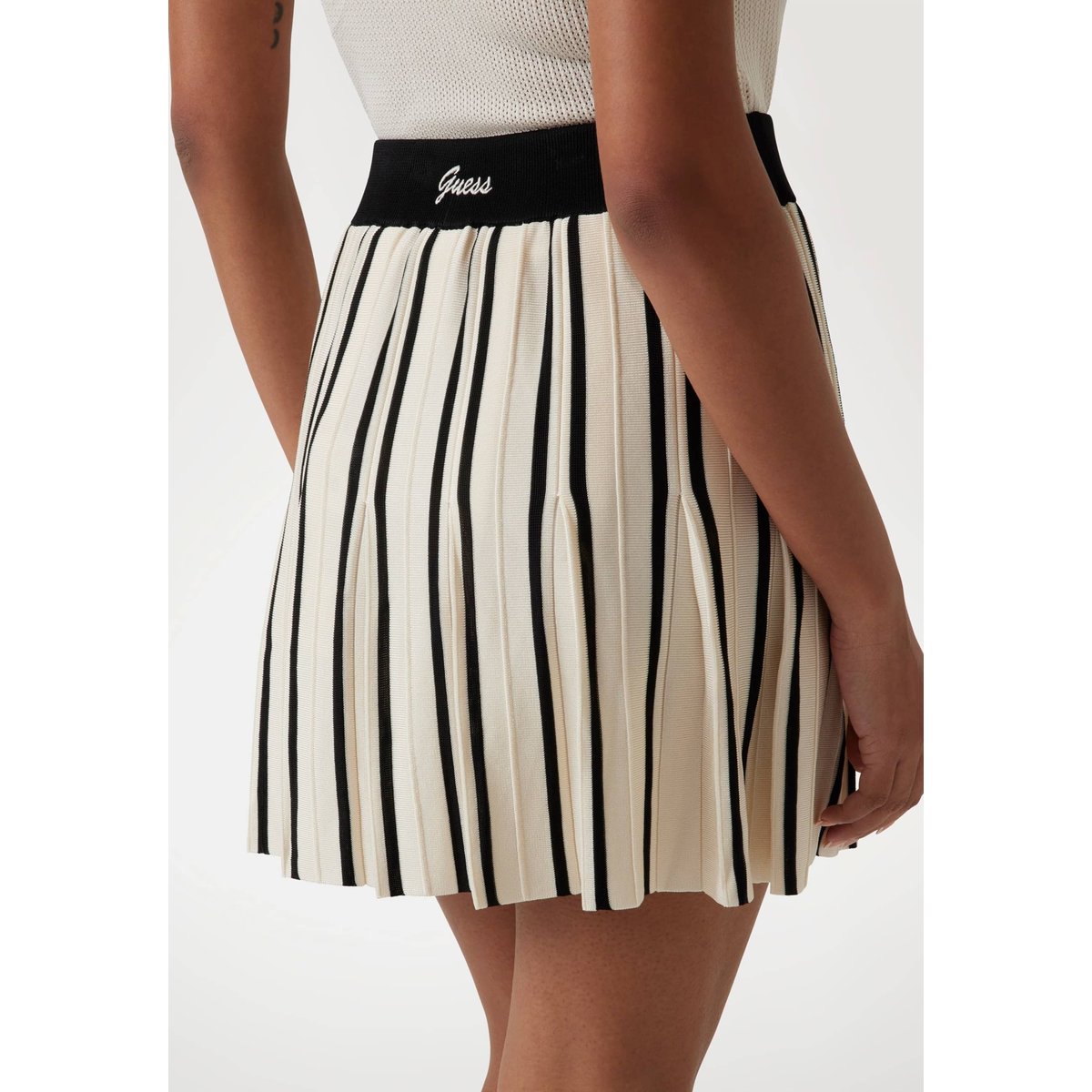 Mini-Jupe Maille Plissée blanc multi, GUESS