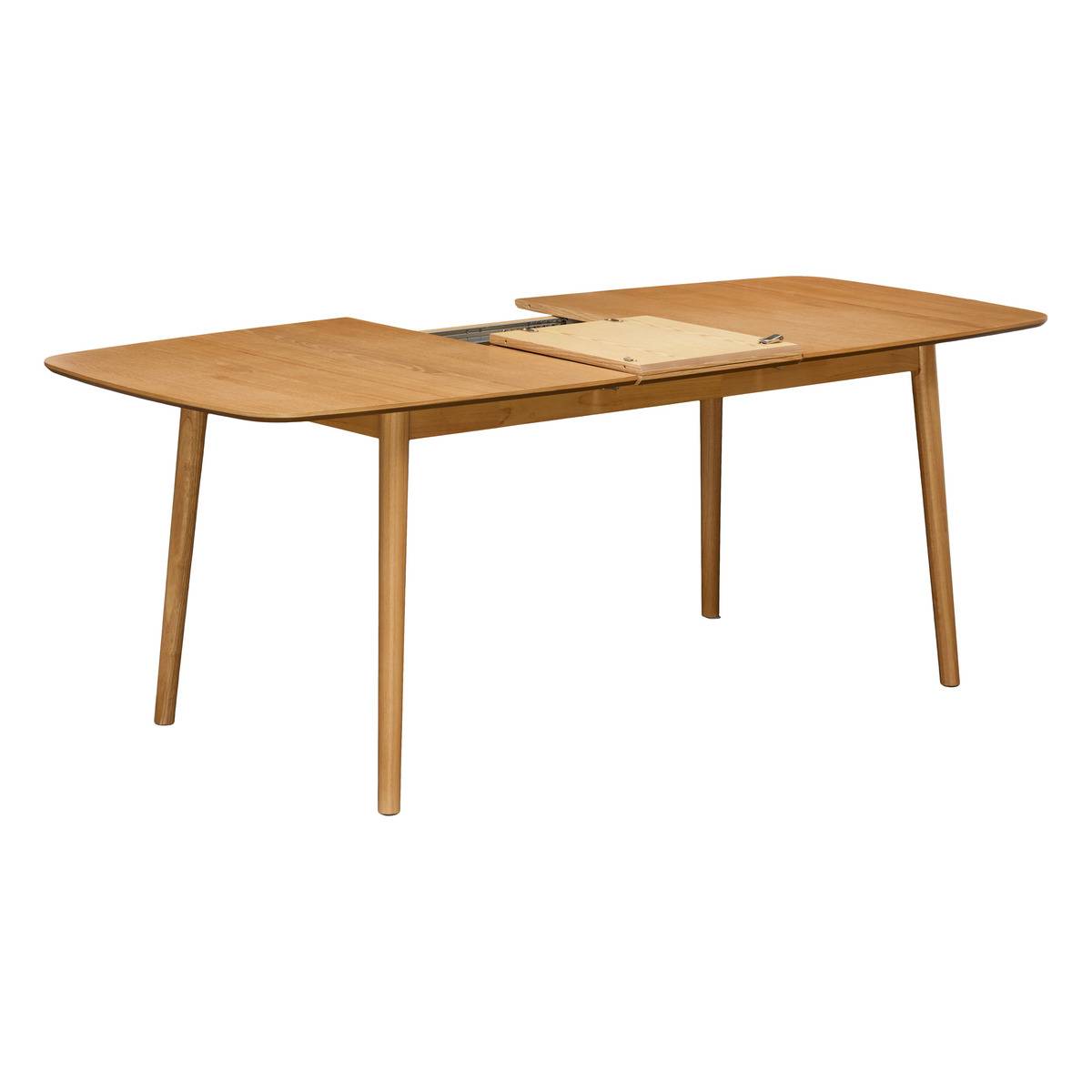 Table à manger rectangulaire extensible 6 places en hévéa TILDA beige moyen, ATMOSPHERA