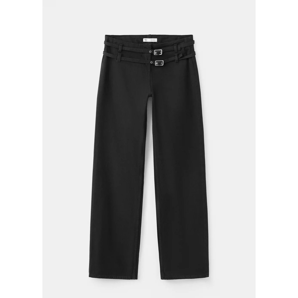Jean wide leg avec double ceinture gris anthracite, MANGO TEEN