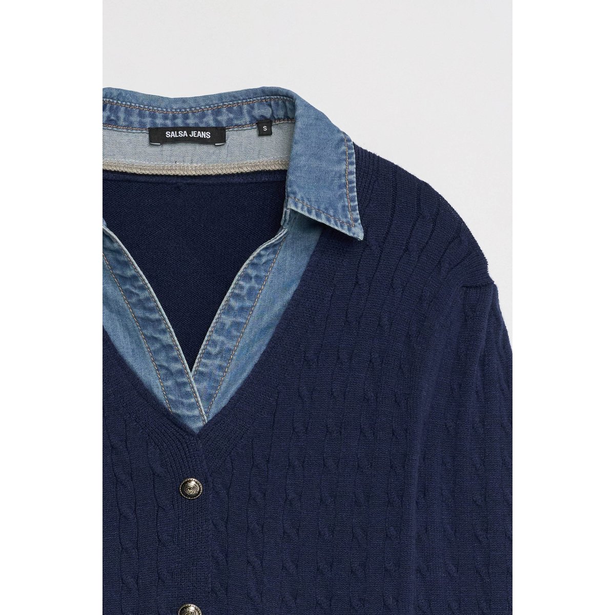 PULL COMBINÉ AVEC CHEMISE bleu, SALSA JEANS
