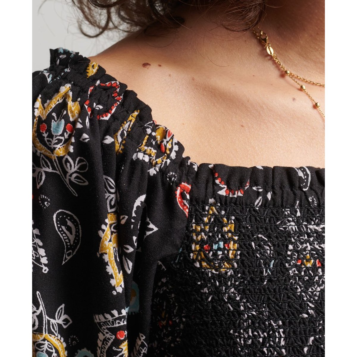 Top court smocké Vintage cachemire floral olivia, SUPERDRY
