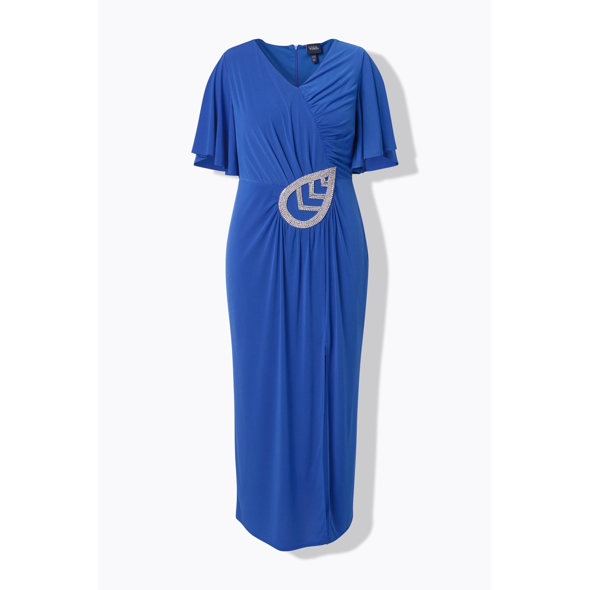 Robe maxi manches courtes et décolleté en V bleu roi, ULLA POPKEN