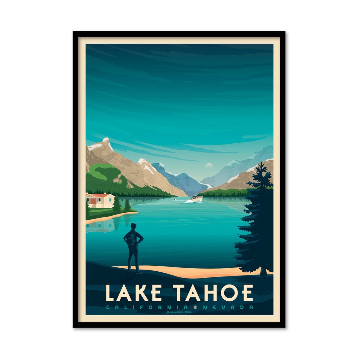 Affiche d'art - Lake Tahoe - Olahoop Travel Posters turquoise, WALL EDITIONS