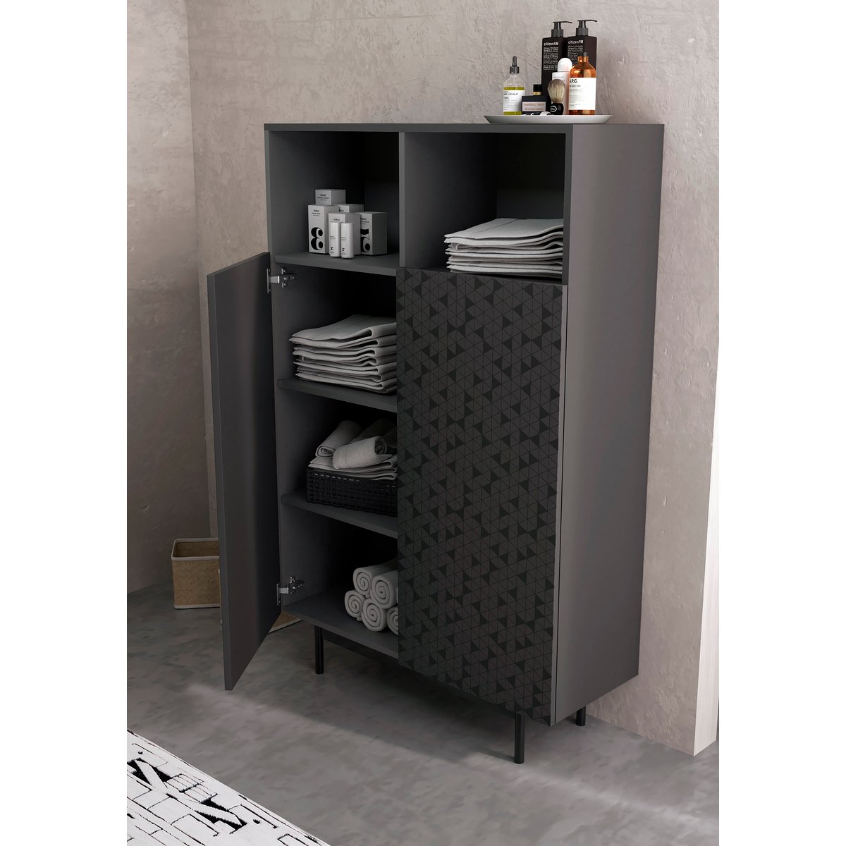 Buffet L portes sérigraphie, PRINTED graphite, HERDASA