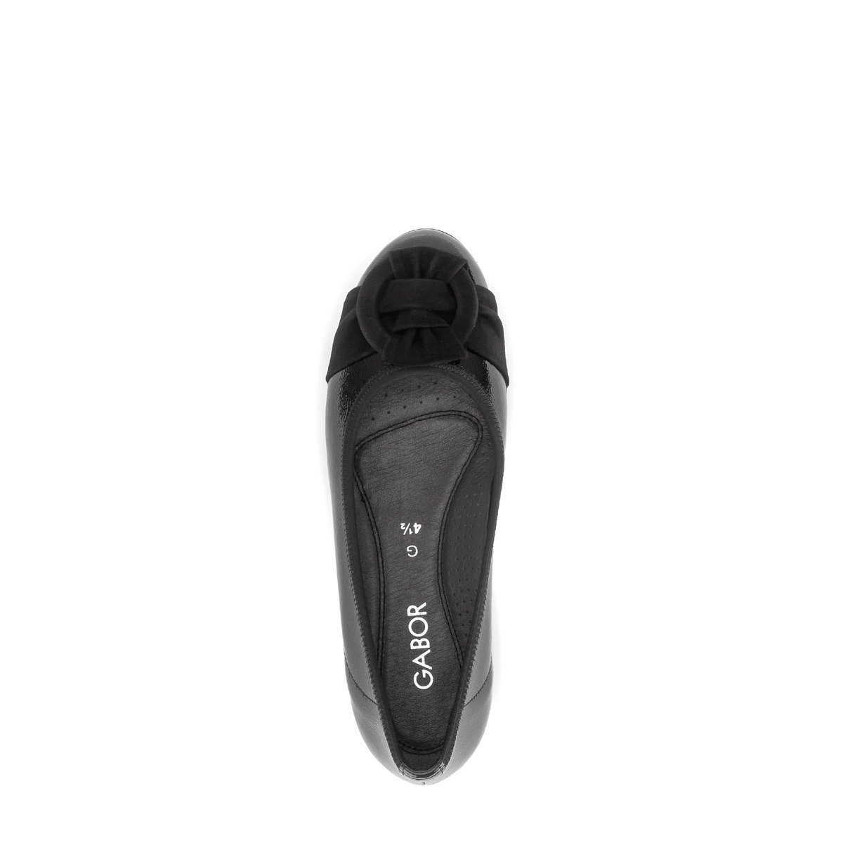 Ballerines en cuir vernis à talon compensé noir, GABOR