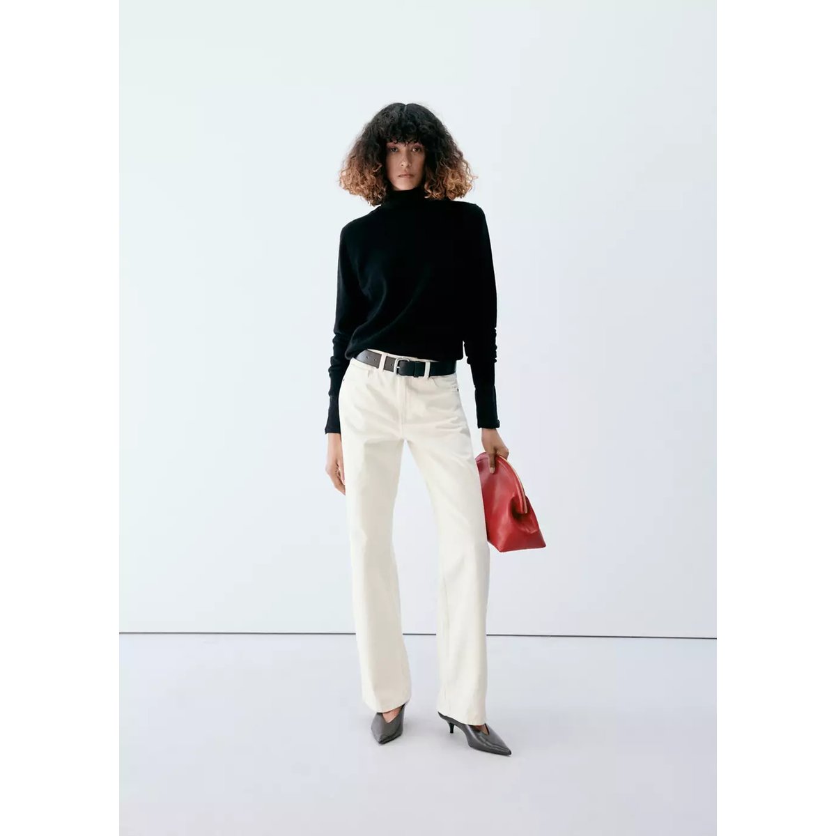Jean droit taille normale blanc, MANGO