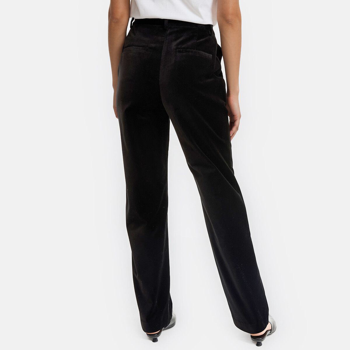 Pantalon droit, en velours lisse noir, LA REDOUTE COLLECTIONS
