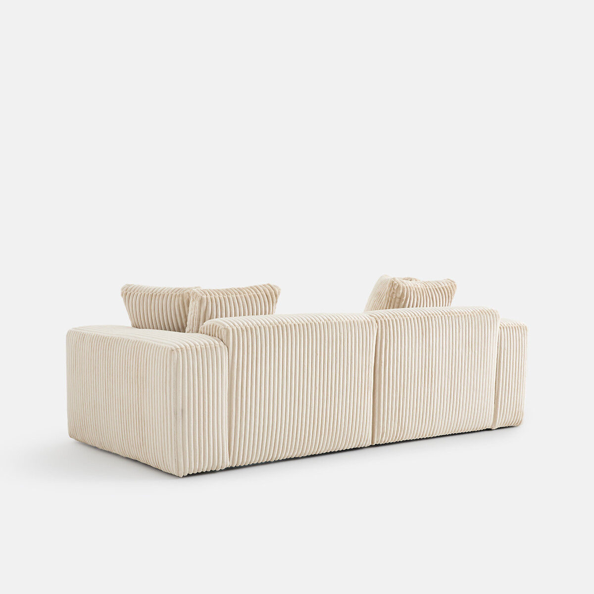 Canapé droit, 3 places, en velours côtelé XL, LIORA ecru, LA REDOUTE INTERIEURS