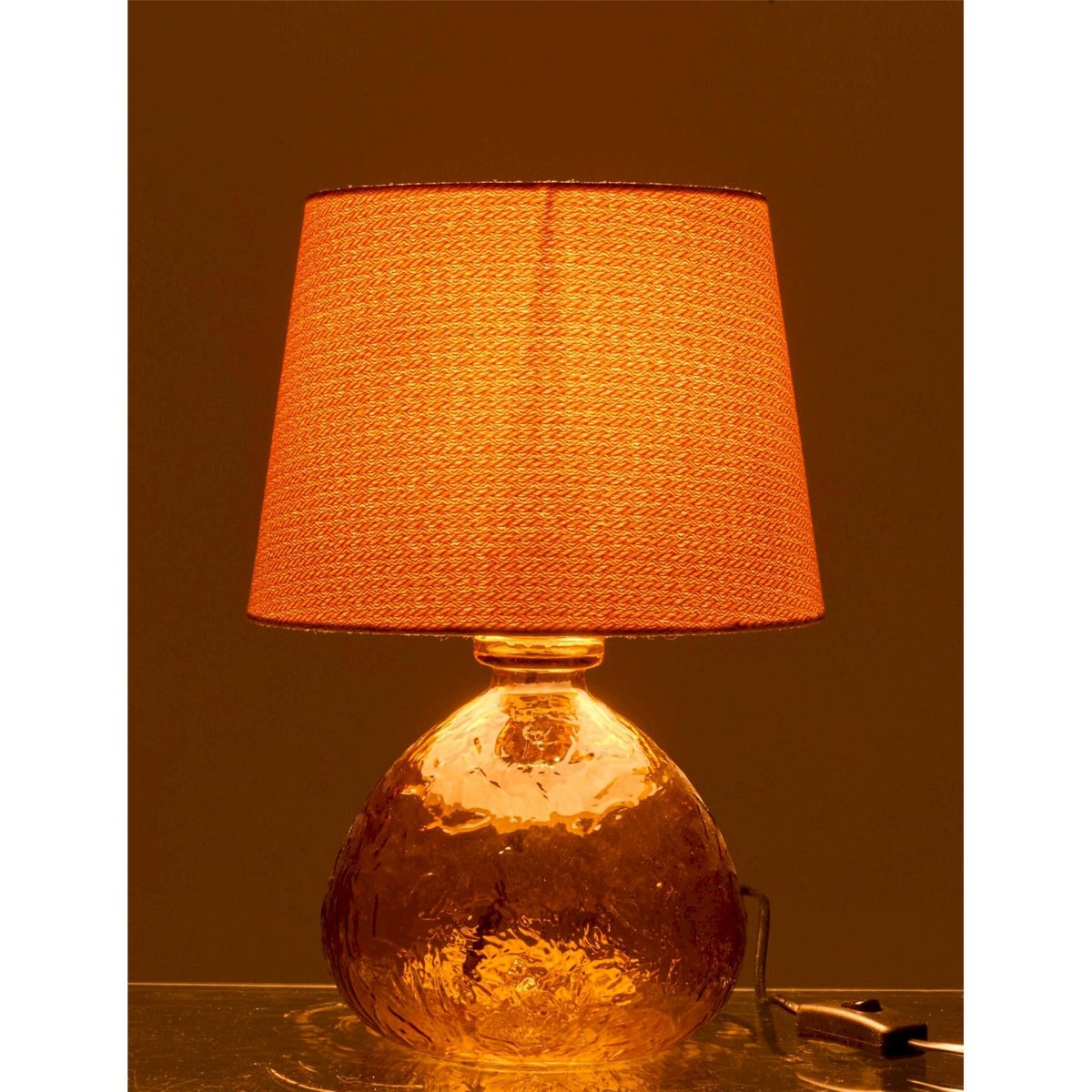 Lampe à poser boule en verre soufflé ocre, RECOLLECTION