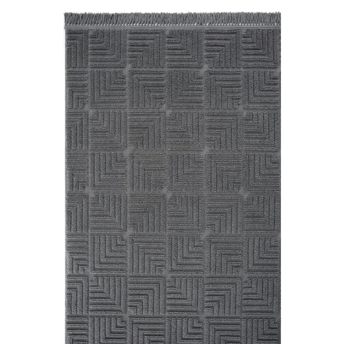Tapis de salon 120x180 motifs carrés ISTANBUL gris foncé, PIER IMPORT