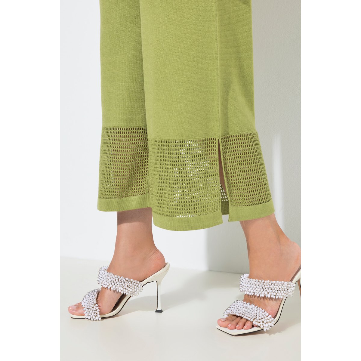 Pantalon en maille côtelée pistache, ULLA POPKEN