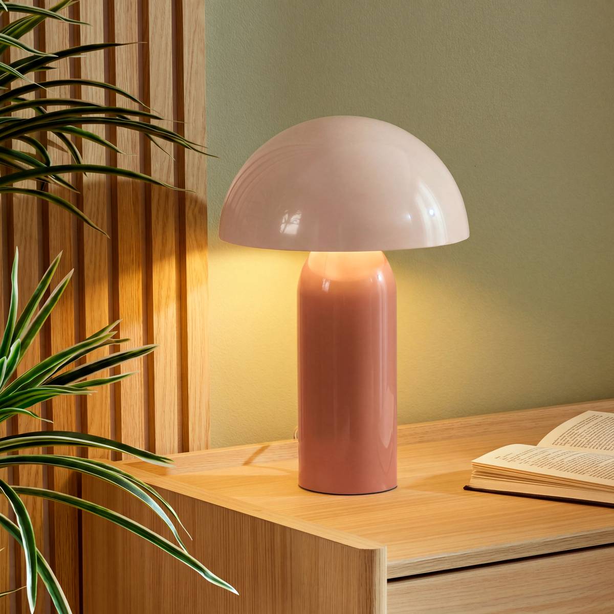 Lampe champignon en acier LITO rose, ATMOSPHERA