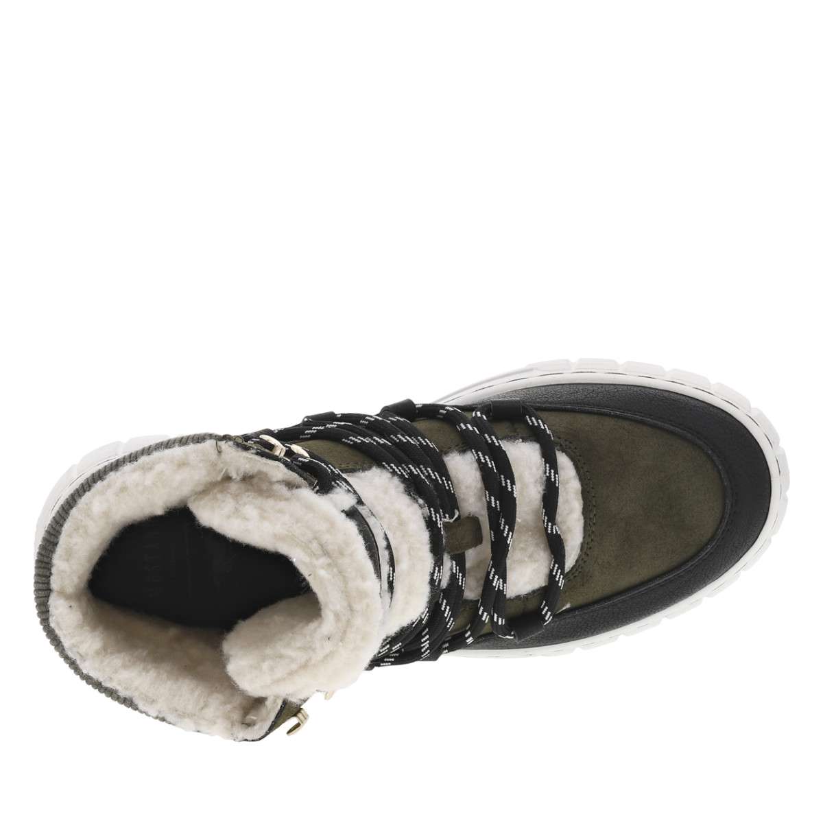 Bottines FEMME Mustang kaki et à lacets vert, MUSTANG