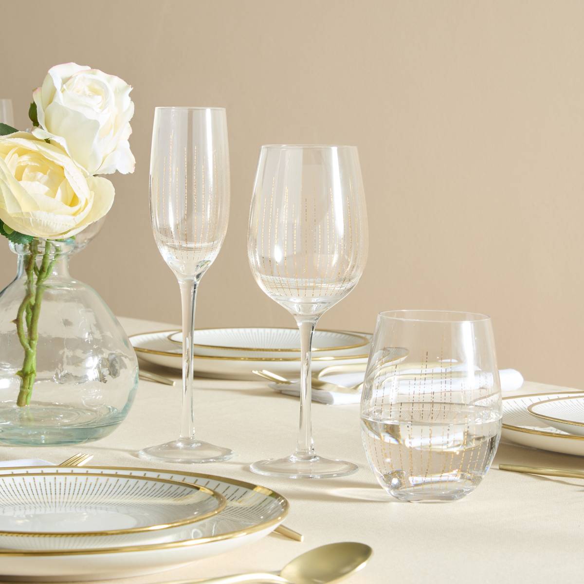 Lot de 4 verres à vin en verre LUNIS doré, ATMOSPHERA