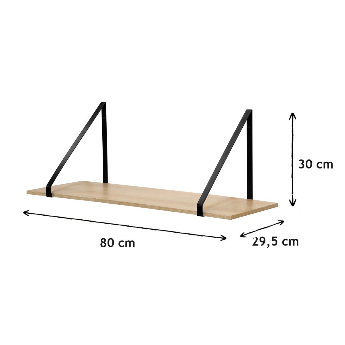Étagère murale grande profondeur - P29.5cm bois clair, CALICOSY