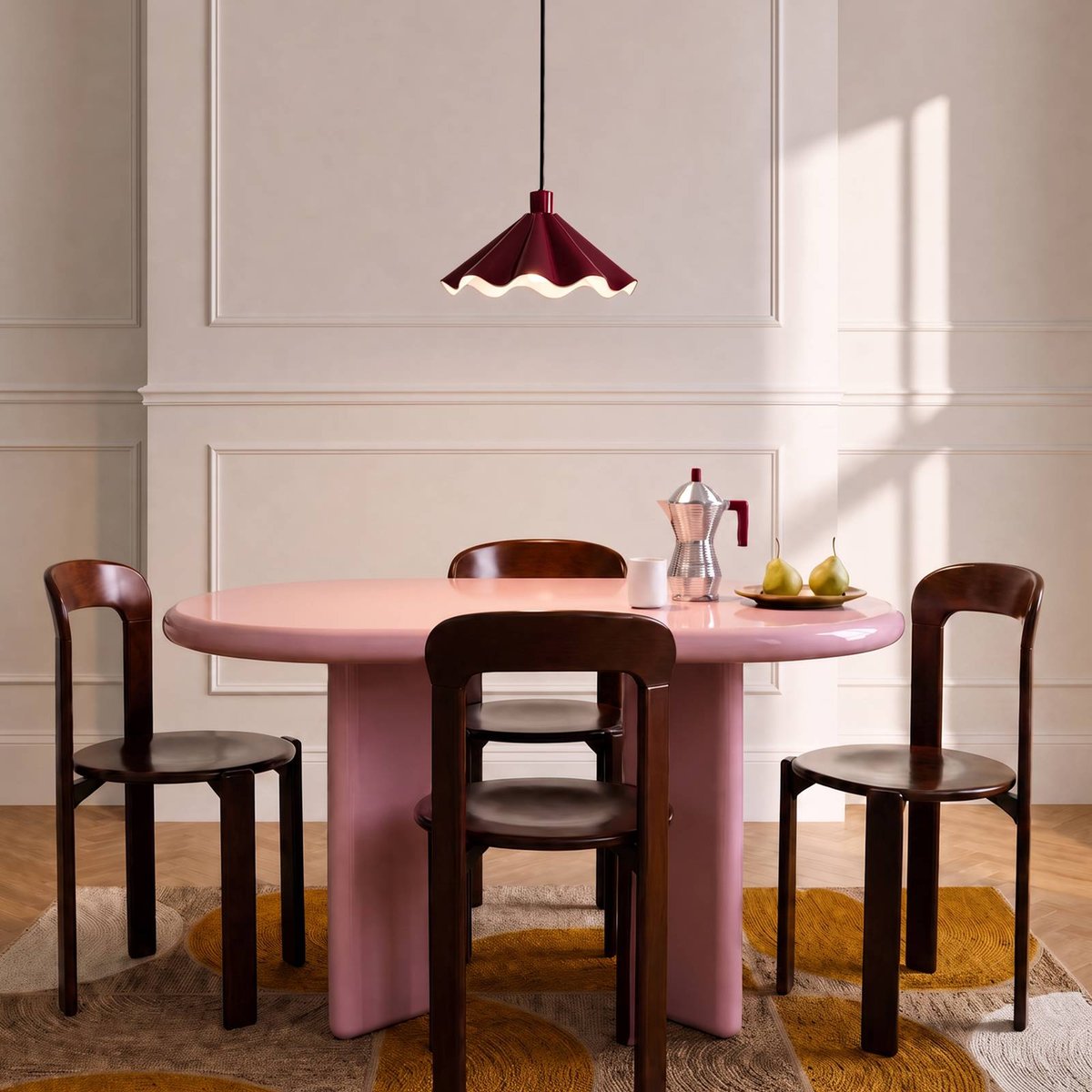 Suspension en métal moderne, Lilliet rouge bordeaux, blanc, LINDBY