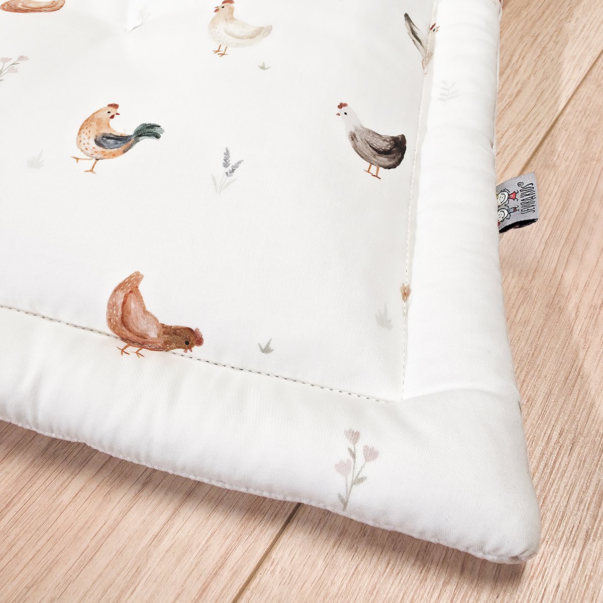 Tapis de parc tapis d'éveil réversible GALLINA écru – motif poules champêtre, SEVIRA KIDS