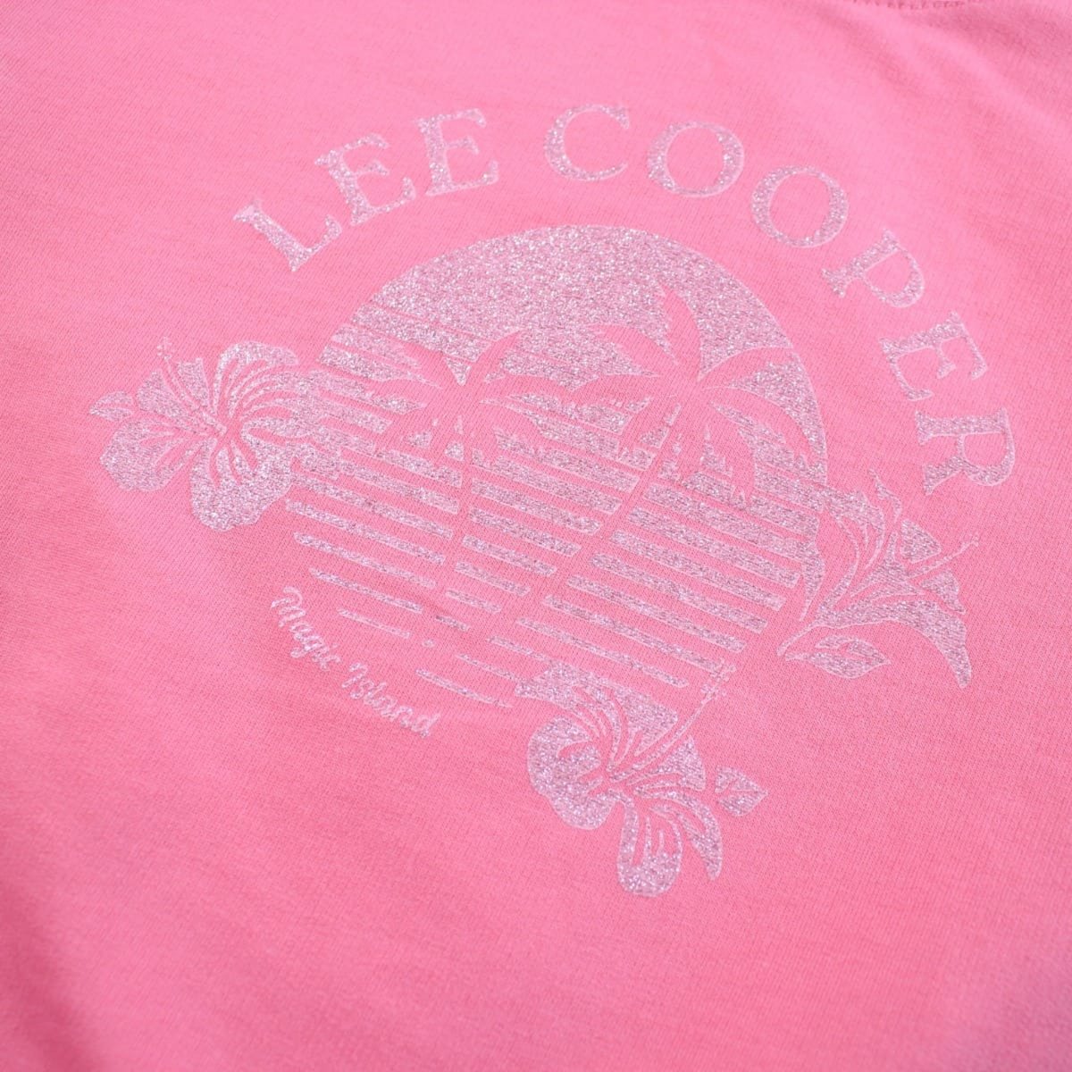 T-shirt manches courtes imprimé, col rond CROPPED fushia, LEE COOPER