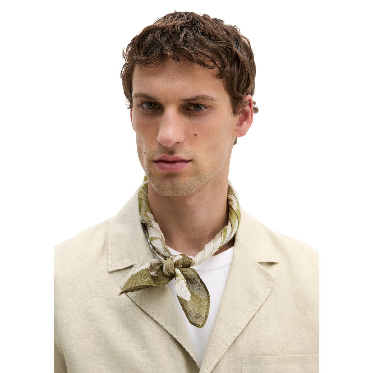 Foulard imprimé en lin et en coton bio gris, MARC O'POLO
