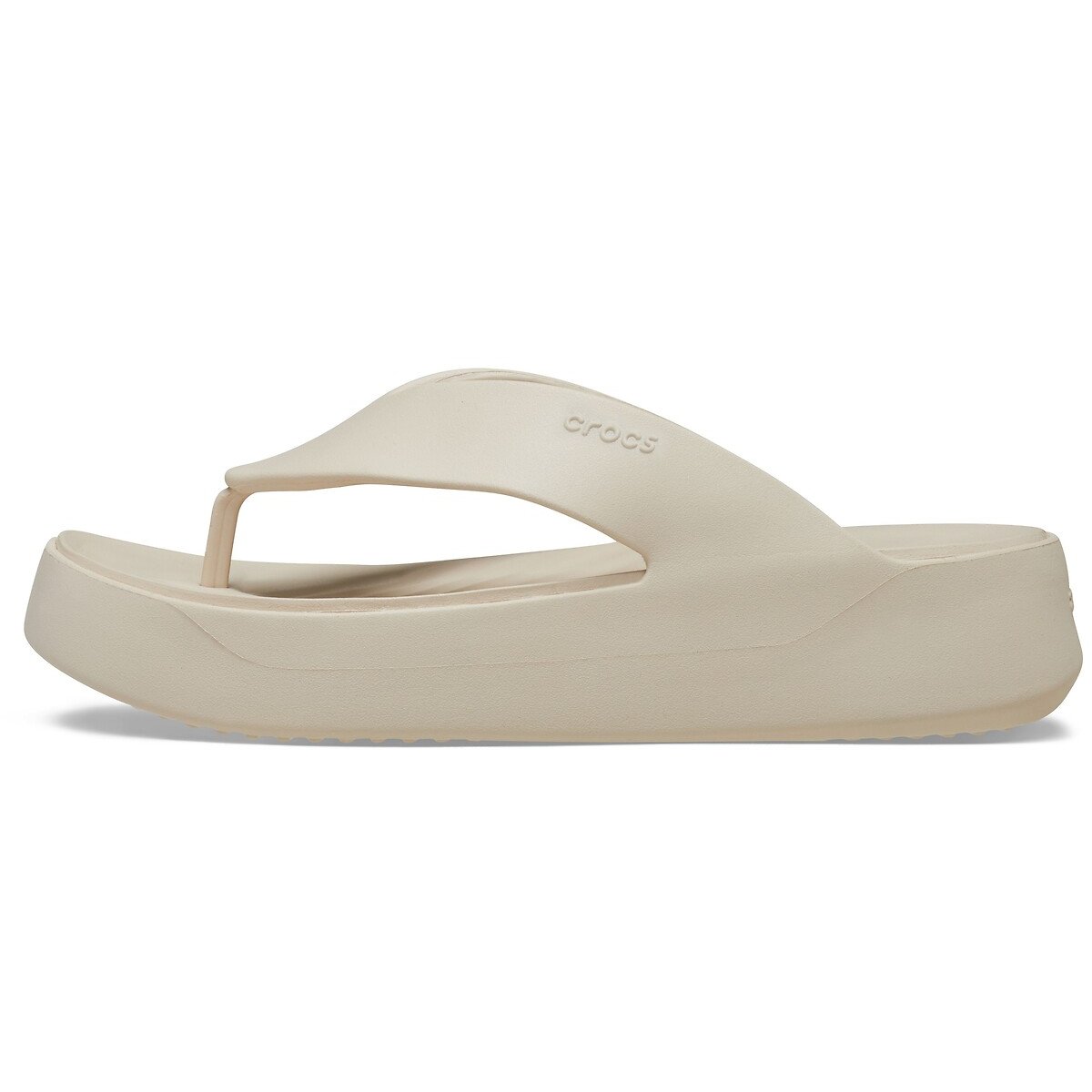 Chinelos com plataforma, getaway flip bege, CROCS